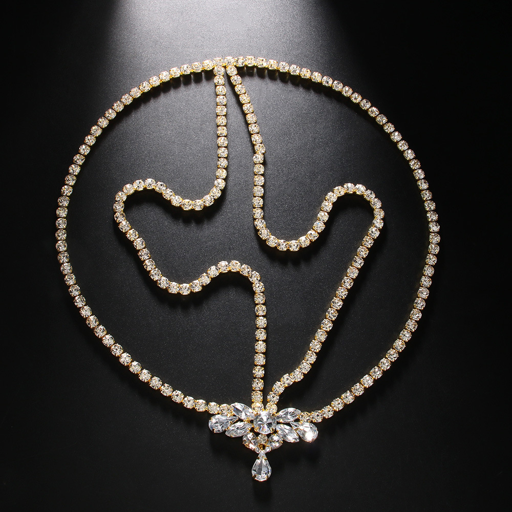 Hip Hop VVS Moissanite Studded Teardrop Forehead Chain Hair Accessory Vintage Bohemian Hair Chain for Women