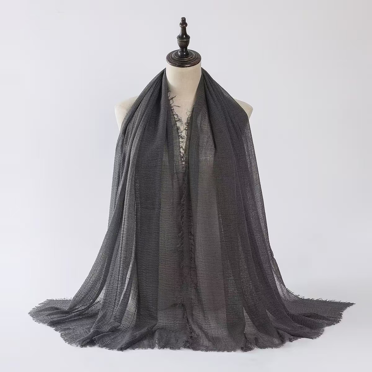 T1288 new spring and summer solid color super long shawl silk scarf versatile cotton linen linen short beard scarf female