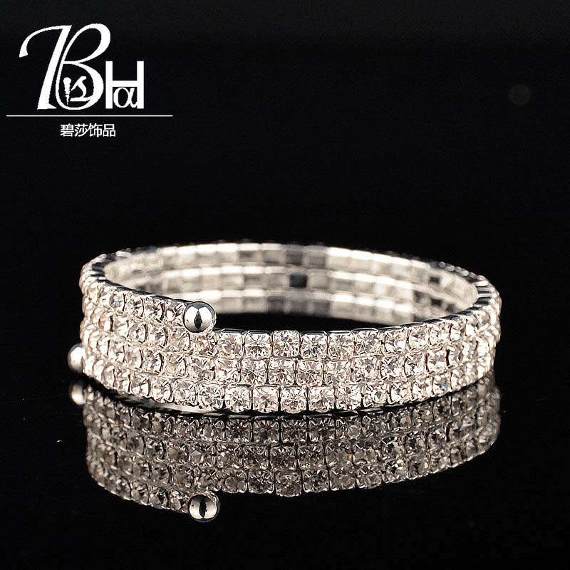 Trendy Student Inlaid Dia Bracelet Women's Halloween Fashion Open Bangle Bridal Jewelry