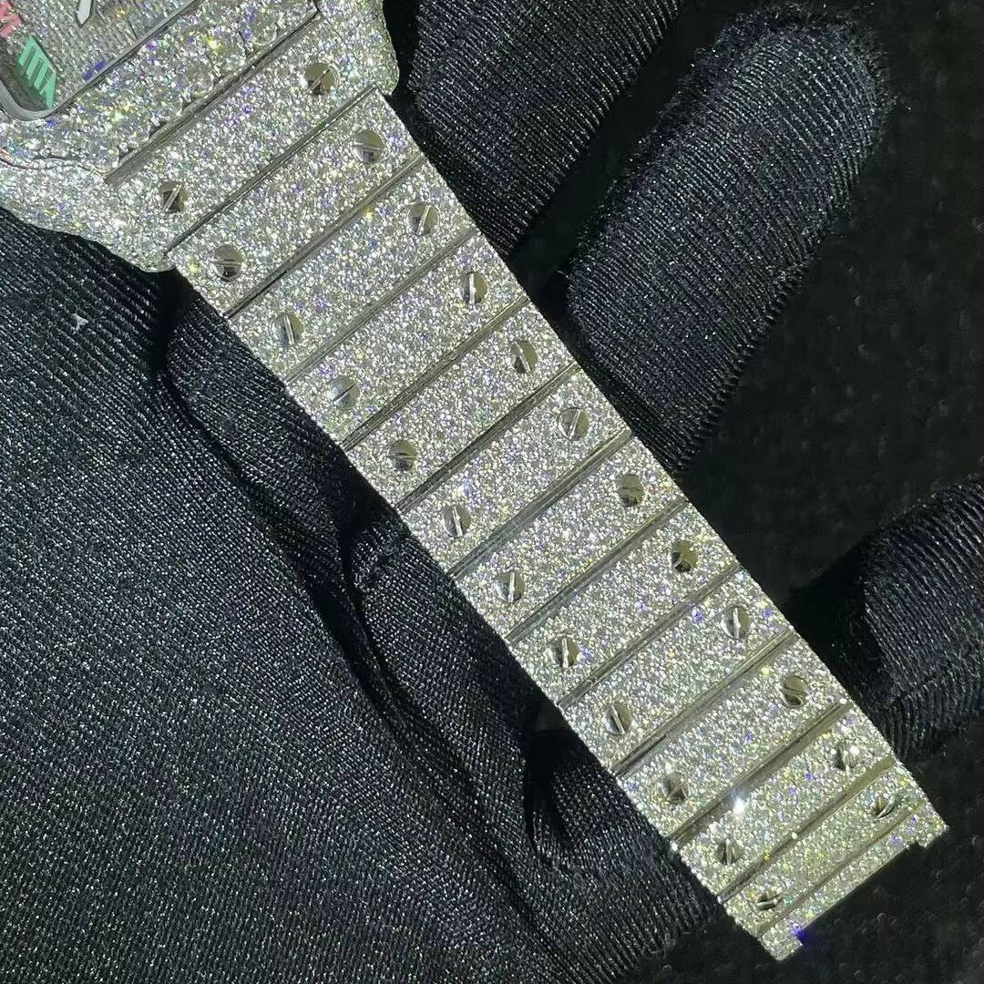 High Quality Luxury Moissanite Automatic Watch Men's Iced out Bling Bling Hip Hop Style Diamond Studded Watch