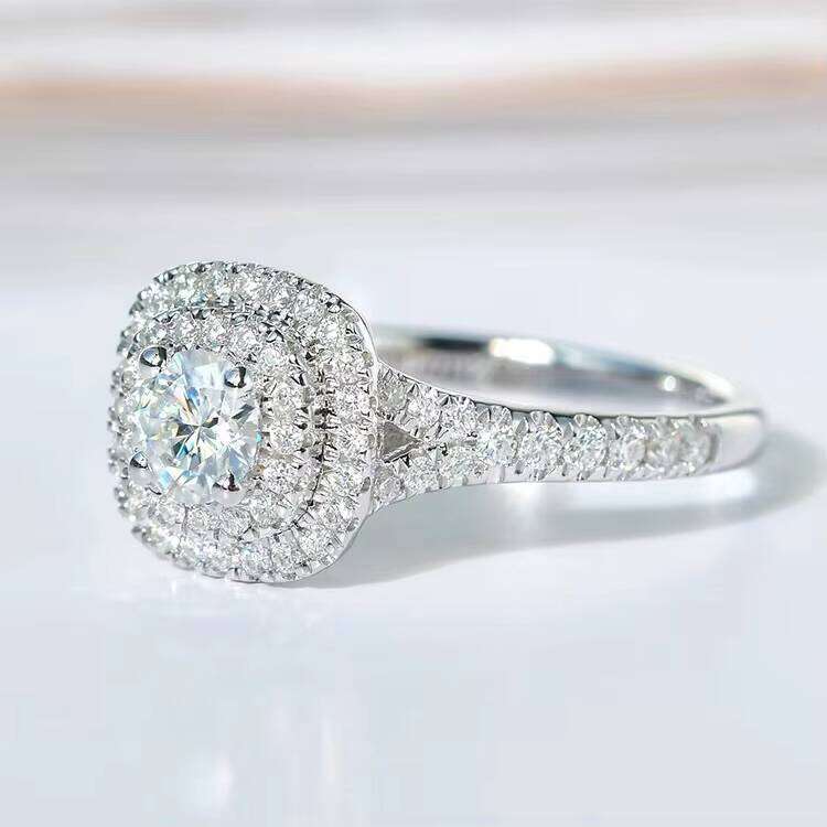 Hot Selling 2ct Engagement Jewelry 14K White Gold D/VVS Clarity Moissanite Dia 2 Rows Iced Out Wedding Ring for Women Men