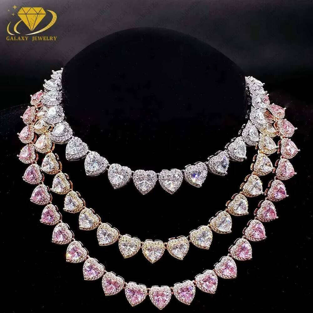 Fashion Accessory 8Mm Heart-Shaped Cut Cluster Chilled Pearl VVS Carbon Silica Hip-Hop Tennis Chain For Women