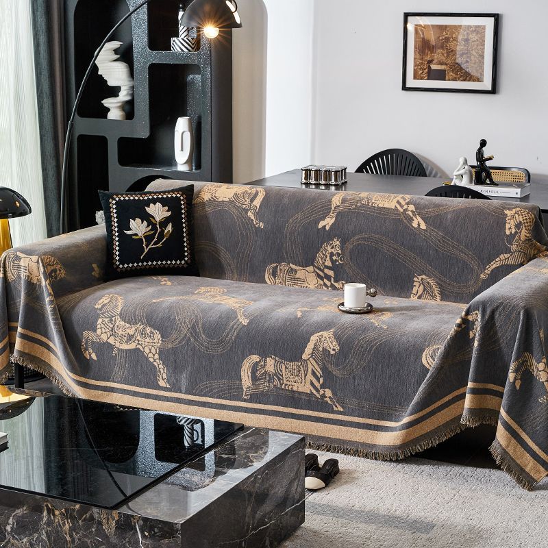 Designer Blanket Horse Print Classic Camellia Luxury Orange Sofa Blanket Office Rest Blanket Sofa Decoration Blanket Couch cushion