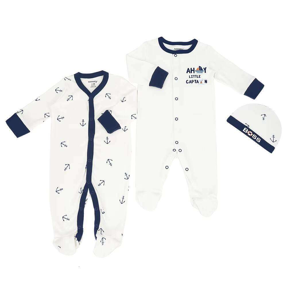 Clothing Sets Newborn Baby Fashion Set - Two Stylish Onesies with Bear Prints and Matching Hat