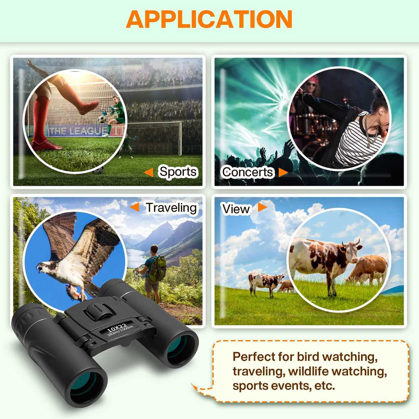 10x22 dragon tendon outdoor camping HD long-range binoculars small portable binoculars viewing fishing hiking equipment S250722