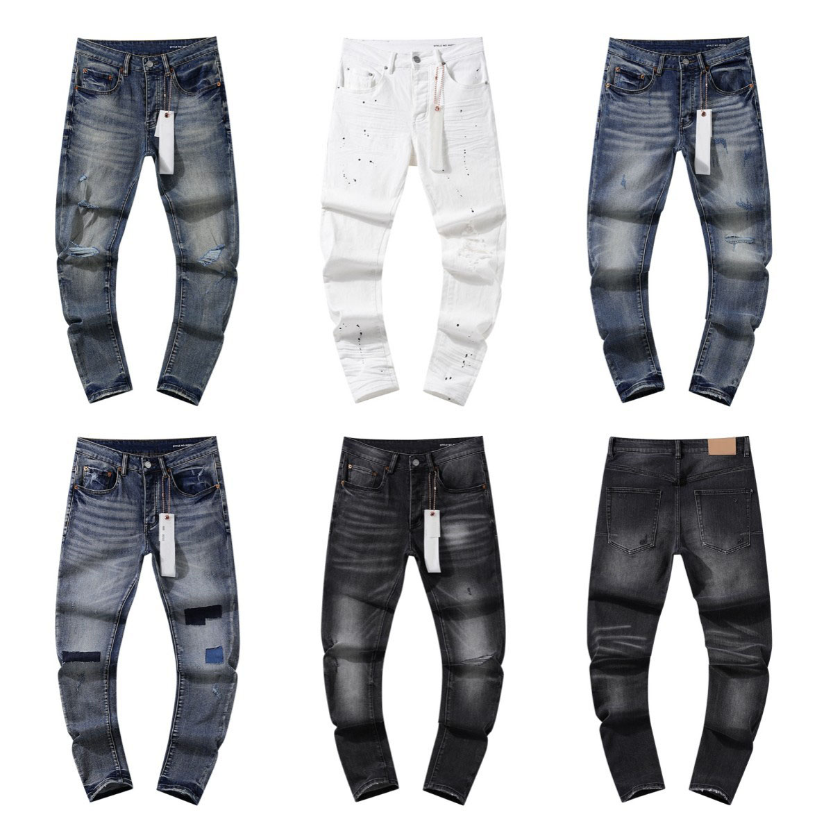 Men's Designer Jeans Inkjet Printed High Street Retro Piercing Casual Trendy Men's and Women's Cowboy Pants Design Denim Pants