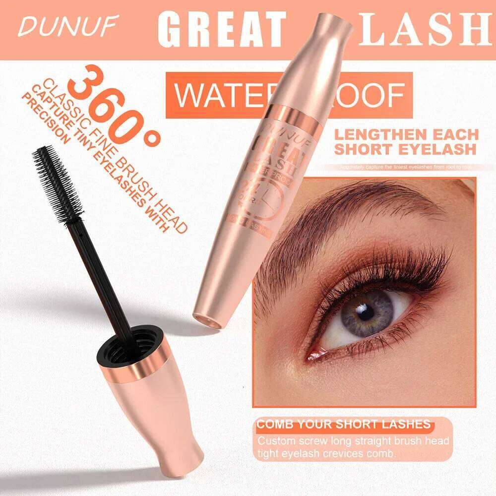 DUNUF Long Lasting Mascara 24h Waterproof Volumizing Lengthening Curling Quick Dry Eye Lashes Makeup Tool X250722