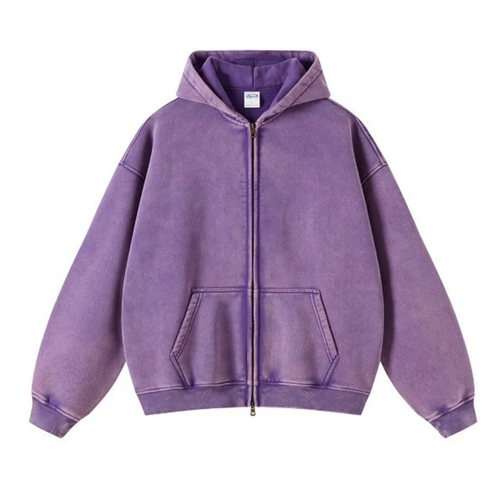 MAQVOB High Quality Apparel Street Wear Wholesale Euro US Size Spring Autum Full Up Zipper Washed Batik Dye Hoodie 250714