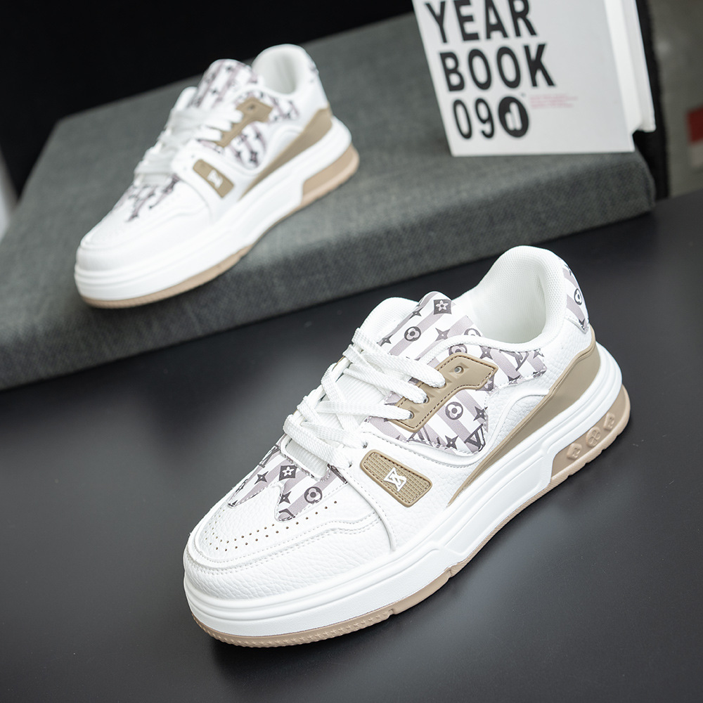 Trendy Printed White Sneakers 2025 New Style for Both Men and Women Thick - soled Low - top Couple's Canvas Shoes Versatile Lightweight and Casua