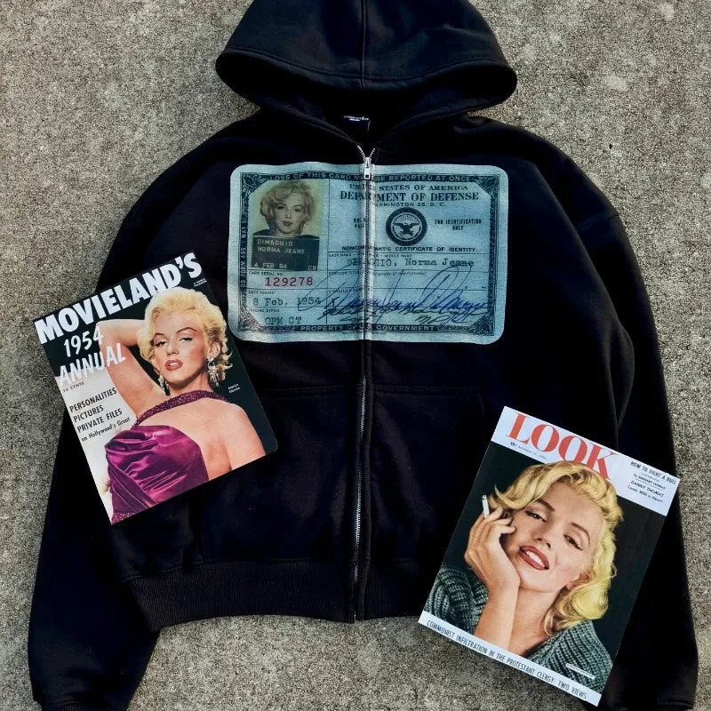 Y2K retro autumn hoodies for men women printed personalized patterns street style streetwear cardigan long sleeve tops 250714