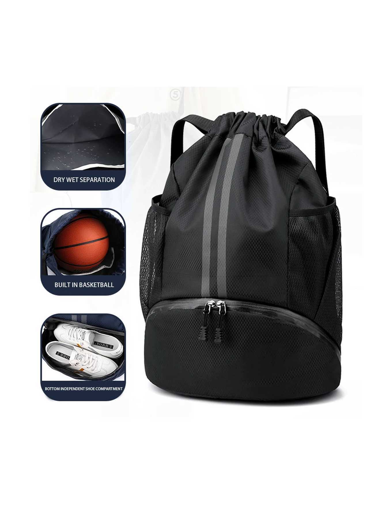 Basketball bag swimming bag dry wet separation womens storage bag sports backpack training and fitness drawstring backpack S250723
