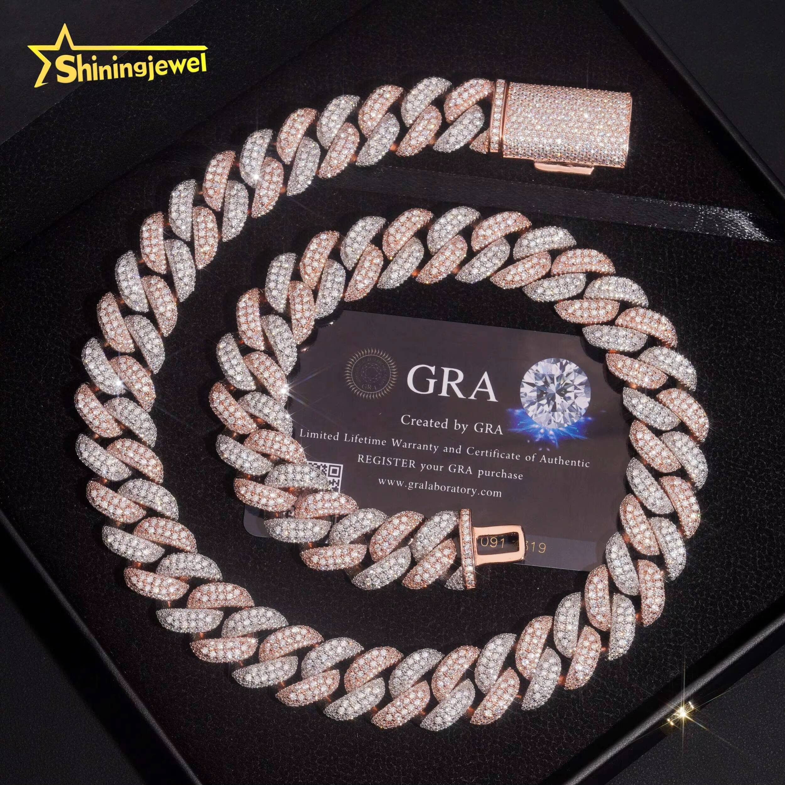 New Arrivals Pass Diamond Tester Hip Hop 18mm Two Tone 925 Silver Moissanite Cuban Link Chain Necklace