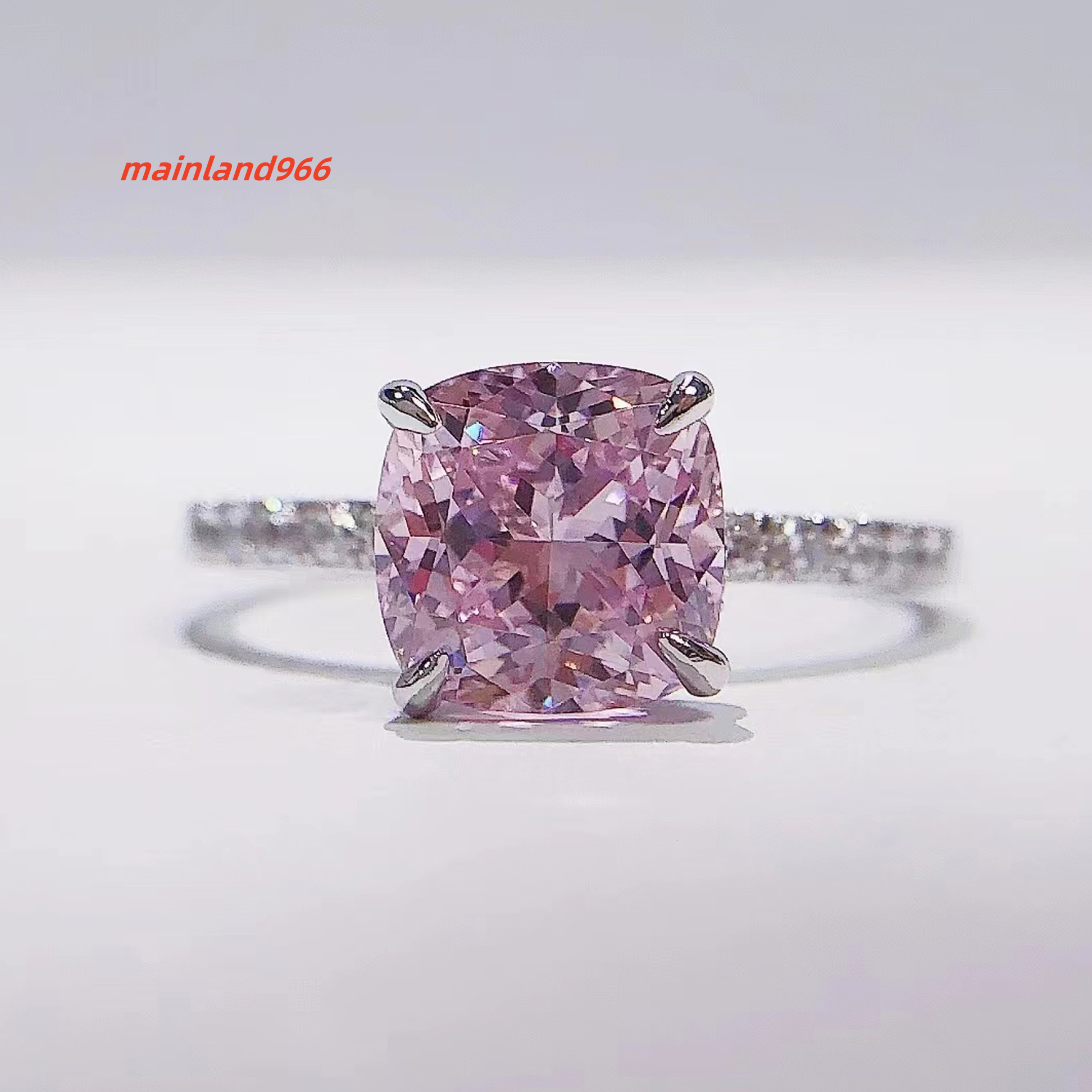 D Color VVS White Gold Solitaire Anello Cuscino Custa Rosa Enello Nuziale Di Fi…