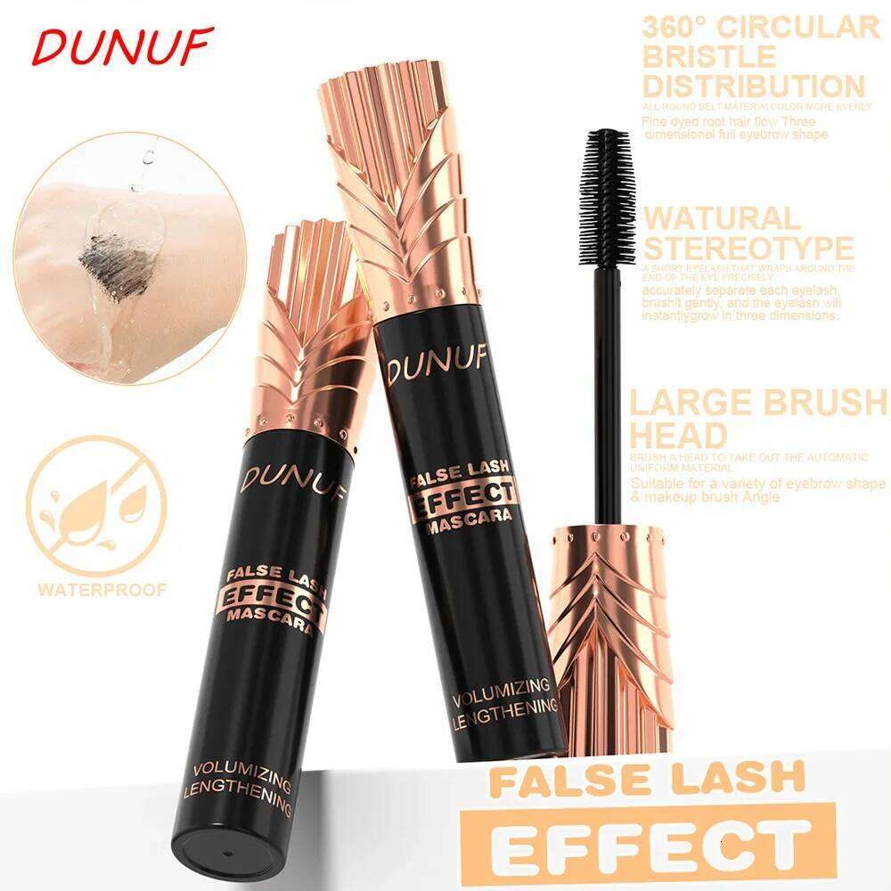 DUNUF 24H Waterproof Mascara Black Silk Fiber Lengthening Eyelash Extension Effect For Voluminous Female Makeup X250722
