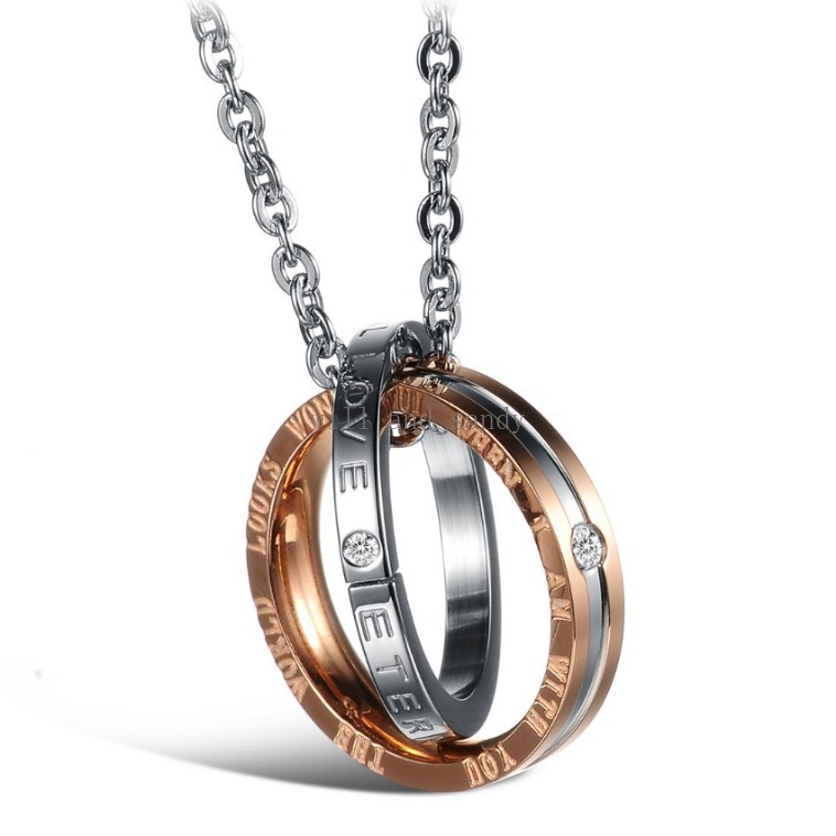 Non Tarnish Crystal Love Promise Couple Rings Necklace Stainless Steel Cross Skull Boat Anchor Pendant for Women Men Designer Jewelry Birthday Anniver