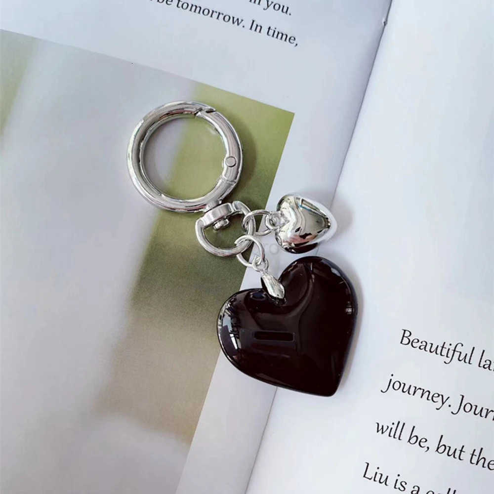 2K Black Transparent Puffy Heart Charms Keychain Grunge Fashion Bag Backpacks Hanging Ornament Car Key Chain for Women M250723