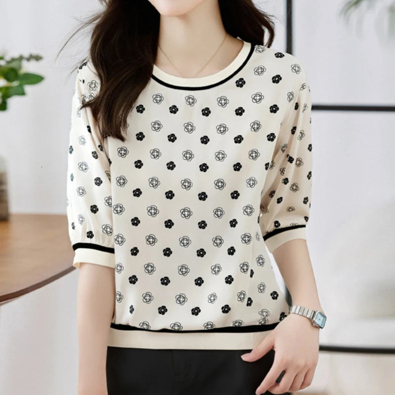 Spring Summer Casual T-shirts Fashion Printed Ladies T-shirts Short Sleeve Tees Tops 250723