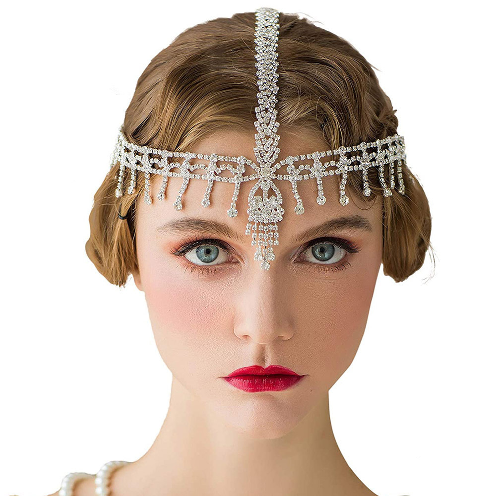 Rhombus Tassel Headpiece Hollow Out Pendant VVS Moissanite Studded Forehead Chain Bridal Hair Accessory Headdress