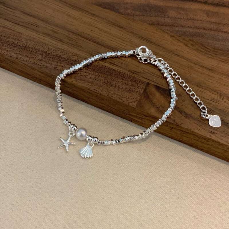 New Starfish Shell Fragment Sier Pearl Fashion Women's Bracelet Exquisite Student Korean Sweet Design Jewelry
