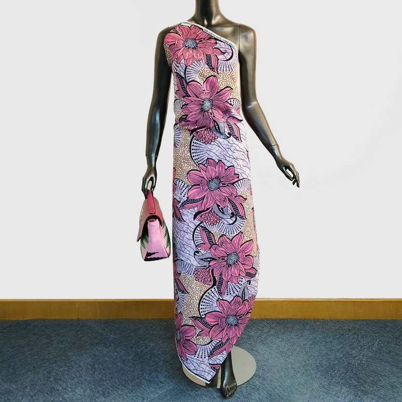 Exquisite Dutch Wax Prints Fabric - 6 Yards Long Floral Motif - Super Holland Wax Material - Cloth Ideal for Sewing Projects