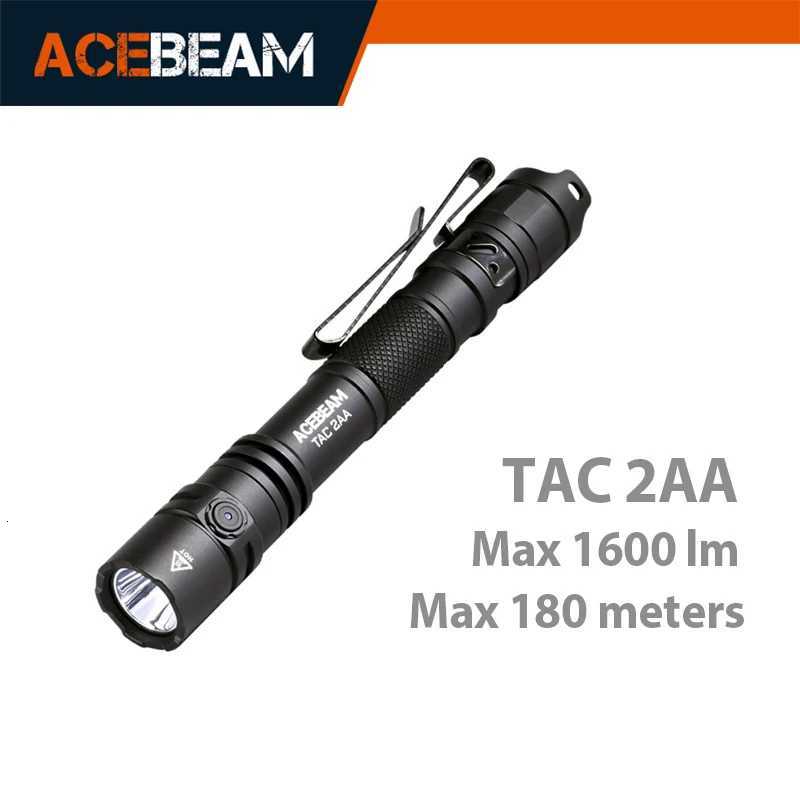 ACEBEAM TAC 2AA LED flashlight 1600 lumen 181 meters portable EDC flashlight USB-C rechargeable battery double buttons torch Z250722