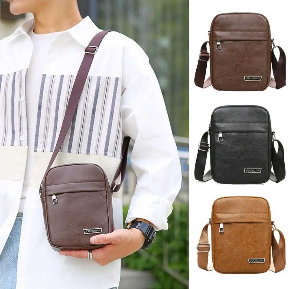 New PU Leather Mens Crossbody Bag Large Capacity Waterproof Shoulder Bag Phone Bag Casual Handbag Business Man Messenger Bag S250723