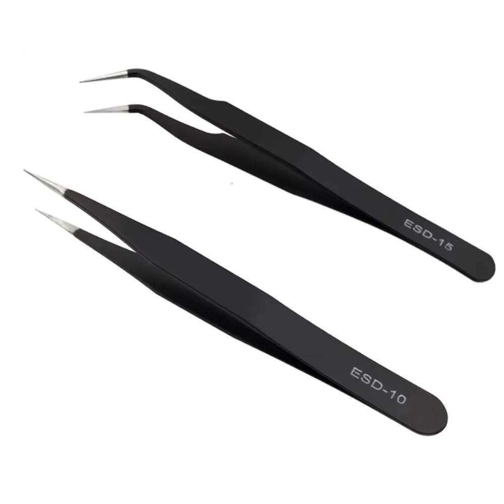 2pcs / Set Professional Rhinestone Tweezer Stainless Straight Curved Antioxidant Glitters Eyelash Nail Decoration Picking Tools Eyela