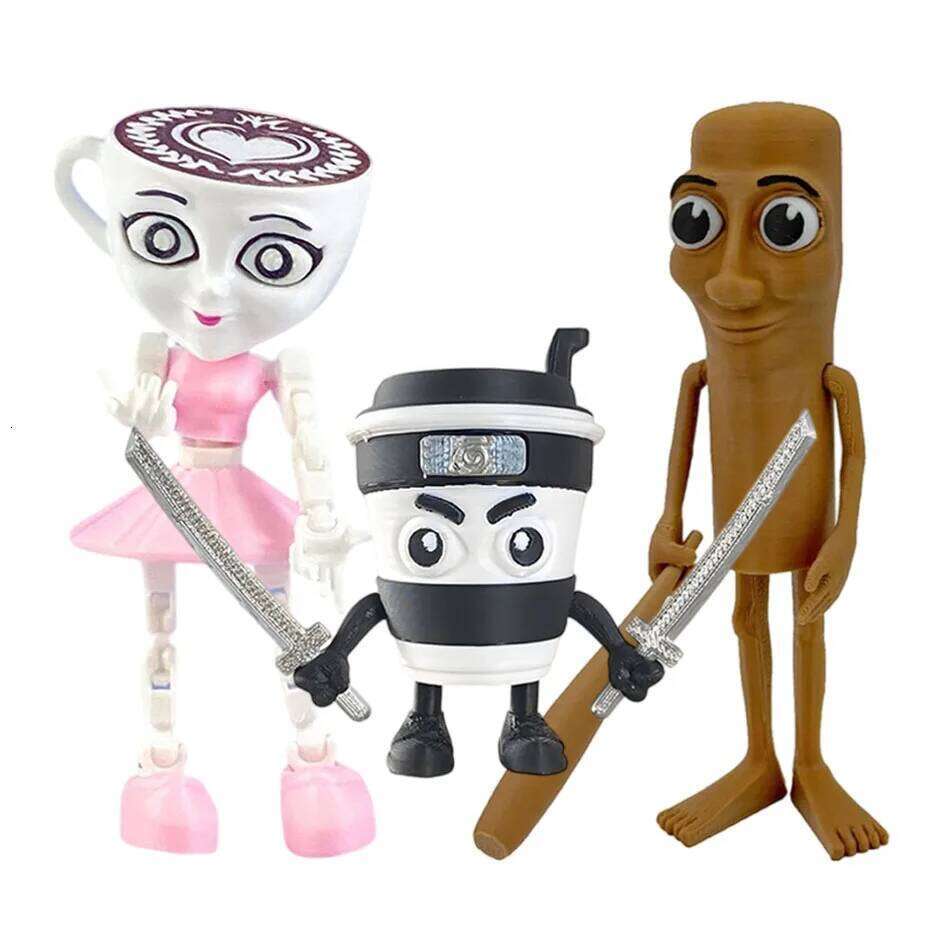 Tungtungsahur Ballerina Cappuccino Action Figure Brainbot Anime Tralalero Tralala Shark Ornament Movable 3D Printed Toy