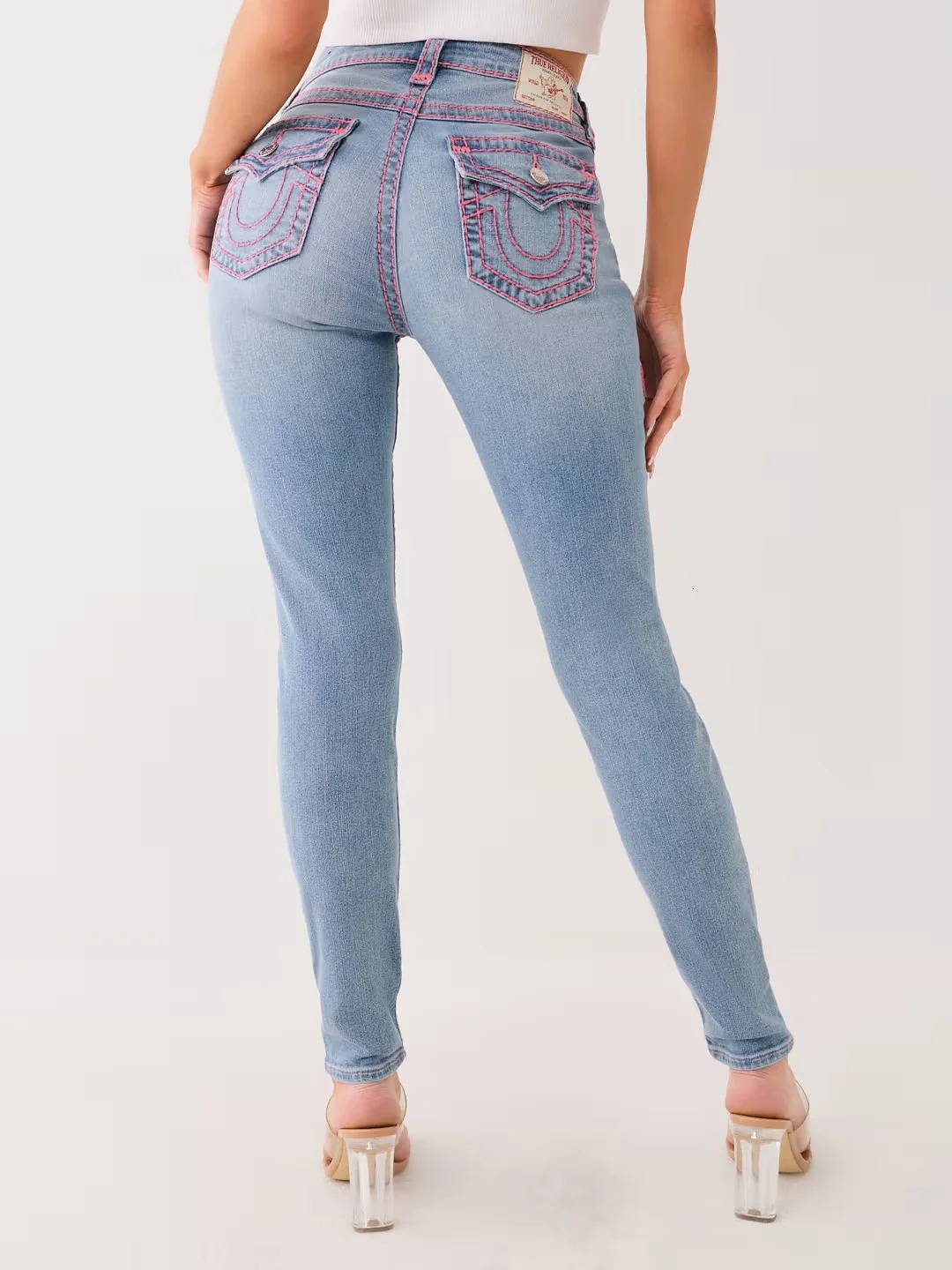 Jennie Mid Rise Super T Skinny Jean Embroidery Women Jeans High Street Sexy Waisted Woman Casual Tight Washed Pants Z260313