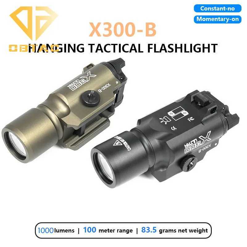 300 Tactical X300-B X300B Scout Light Airsoft Weapon Hang Light Strobe 1000LM LED Hunting Metal X300 Flashlight Fits 20mm Rail W250722