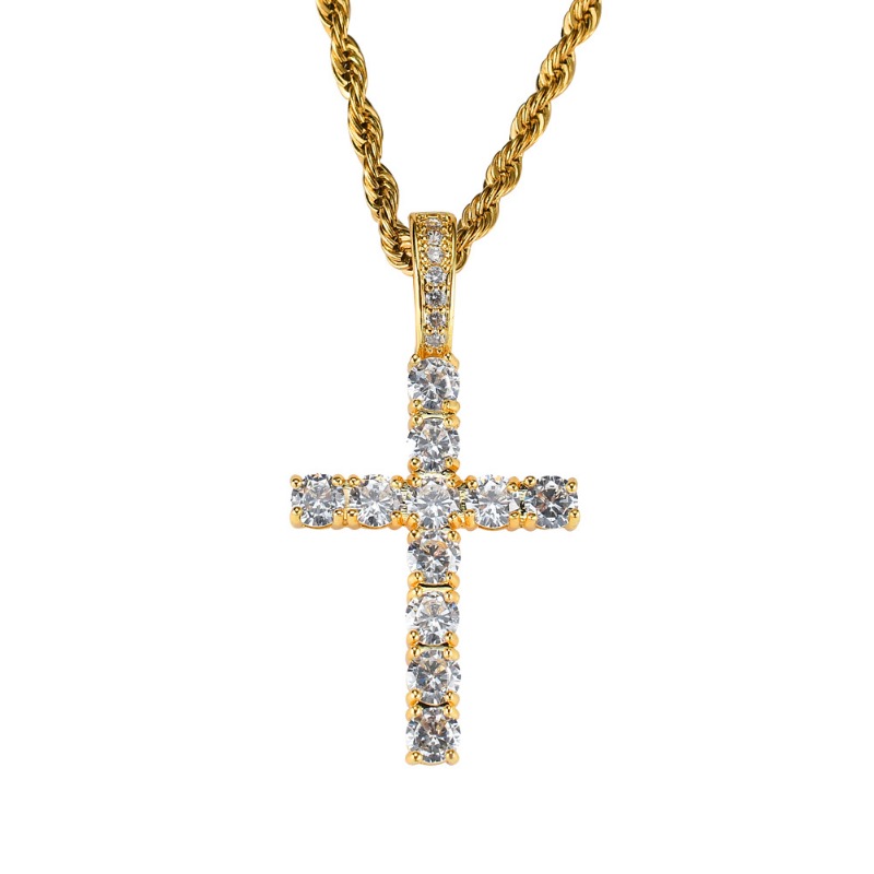 Unisex Versatile Zircon-Copper Cross Pendent - Trendy Accessory Neckwear