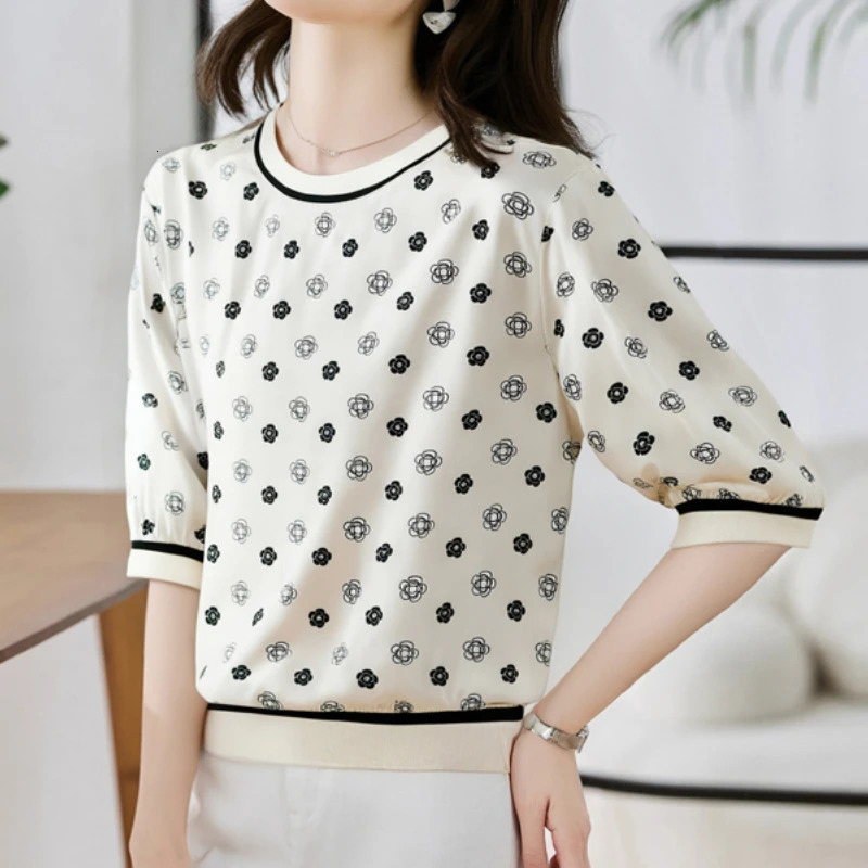 Spring Summer Casual T-shirts Fashion Printed Ladies T-shirts Short Sleeve Tees Tops 250723