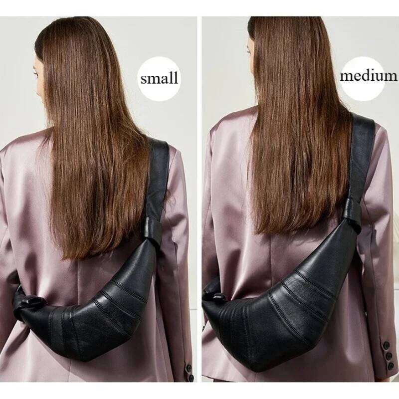 Women Lambskin Croissant Shoulder Bag Designer New Brand Fashionable Versatile Black Soft Dumpling Chest Crossbody Bags