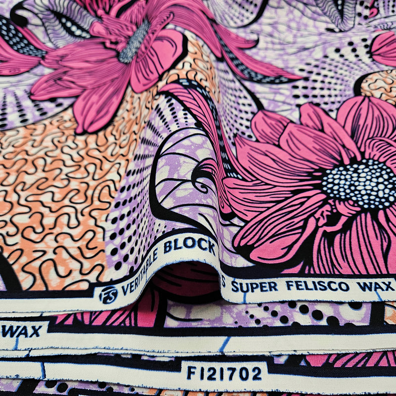 Exquisite Dutch Wax Prints Fabric - 6 Yards Long Floral Motif - Super Holland Wax Material - Cloth Ideal for Sewing Projects