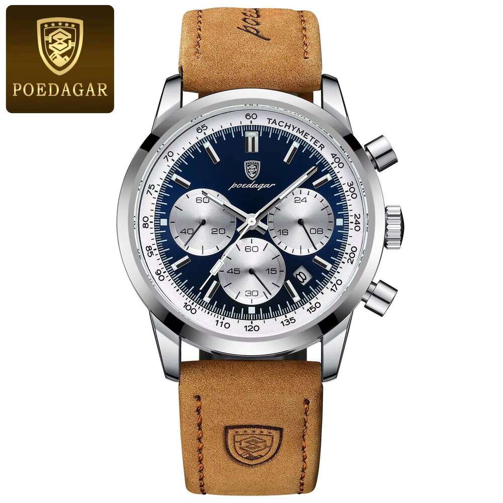 DHwatches POEDAGAR 2024 New 921 Man Watch High Quality Waterproof Luminous Wristwatch Leather Men Quartz Watches Casual Clock