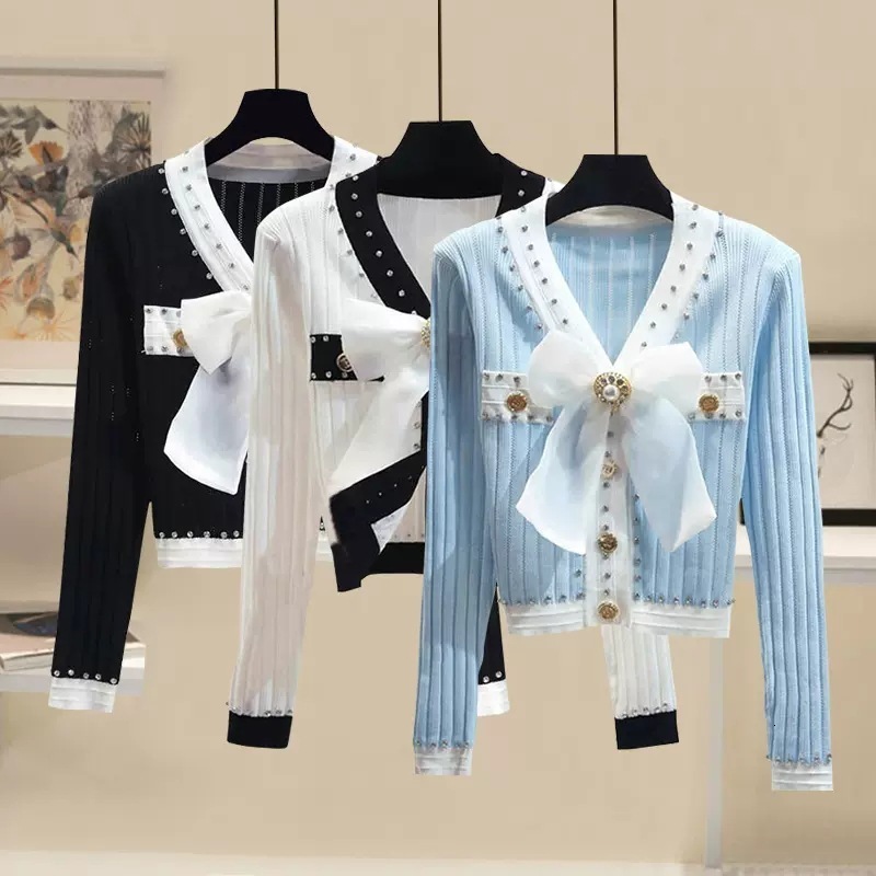 Korean Fashion Knitted Cardigan Women Clothing Spring New Vintage Chic Slimming Short Sweater Women Coats Tops Button Vintage250723