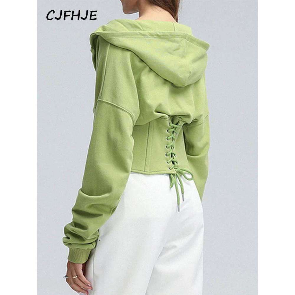 hoodie Women Bandage Corset Hoodie Spring Autumn Korean Fashion Waist Tunic Lace Up Hooded Sweatshirt Tracksuit High Street jacket