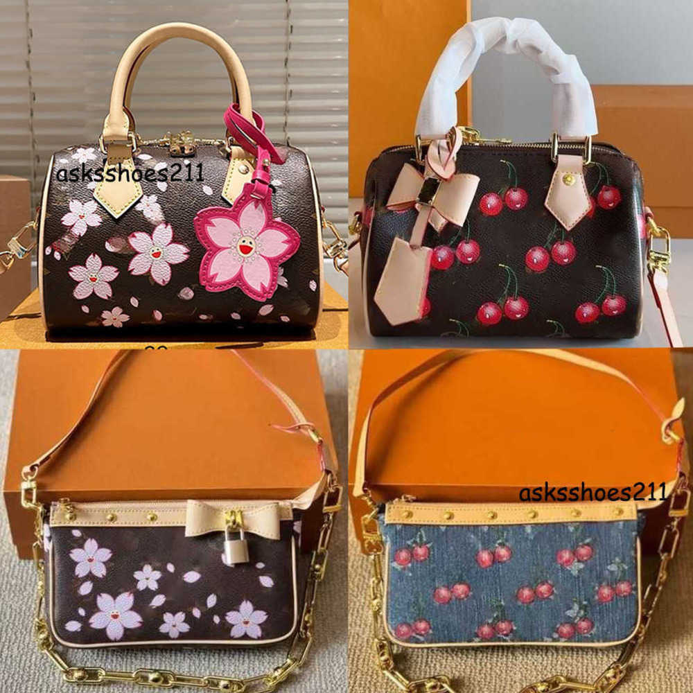 designer shoulder Bag sakura takashi murakami Evening Bags 10A vintage blossom cherry flower leather crossbody luxury women Handbag fashion Womens tote Mahjong 01