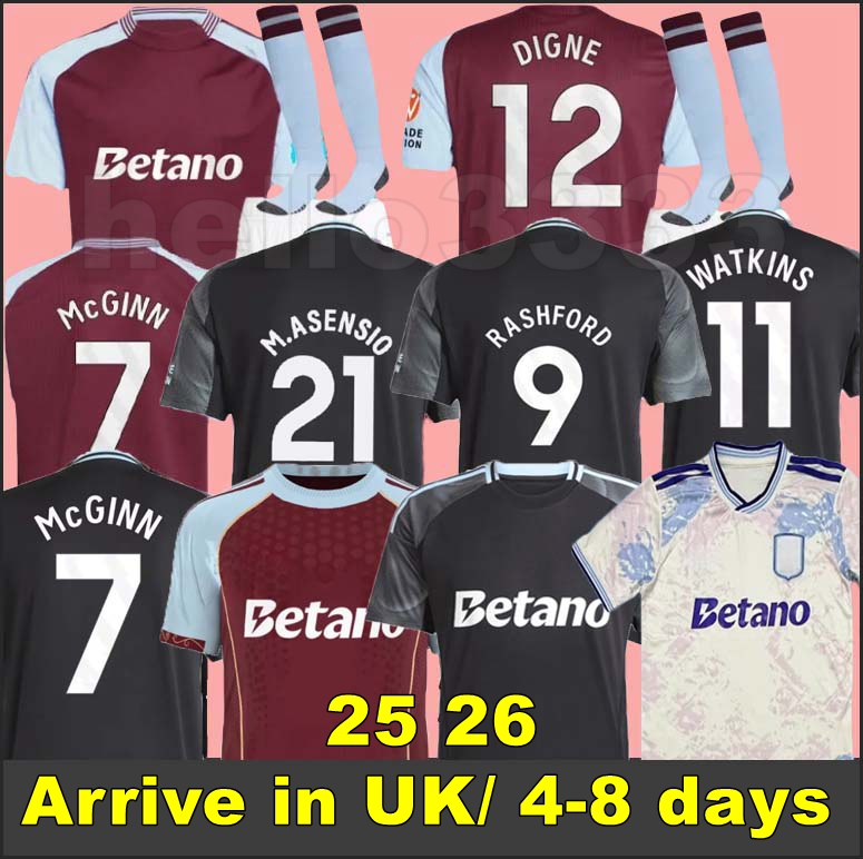 25 26 WATKINS Soccer Jerseys 2025 2026 150-Year Anniversary astons villaes Football Shirt Rashford M.Asensio Rogers Camisetas McGINN Tielemans Onana men kids kit