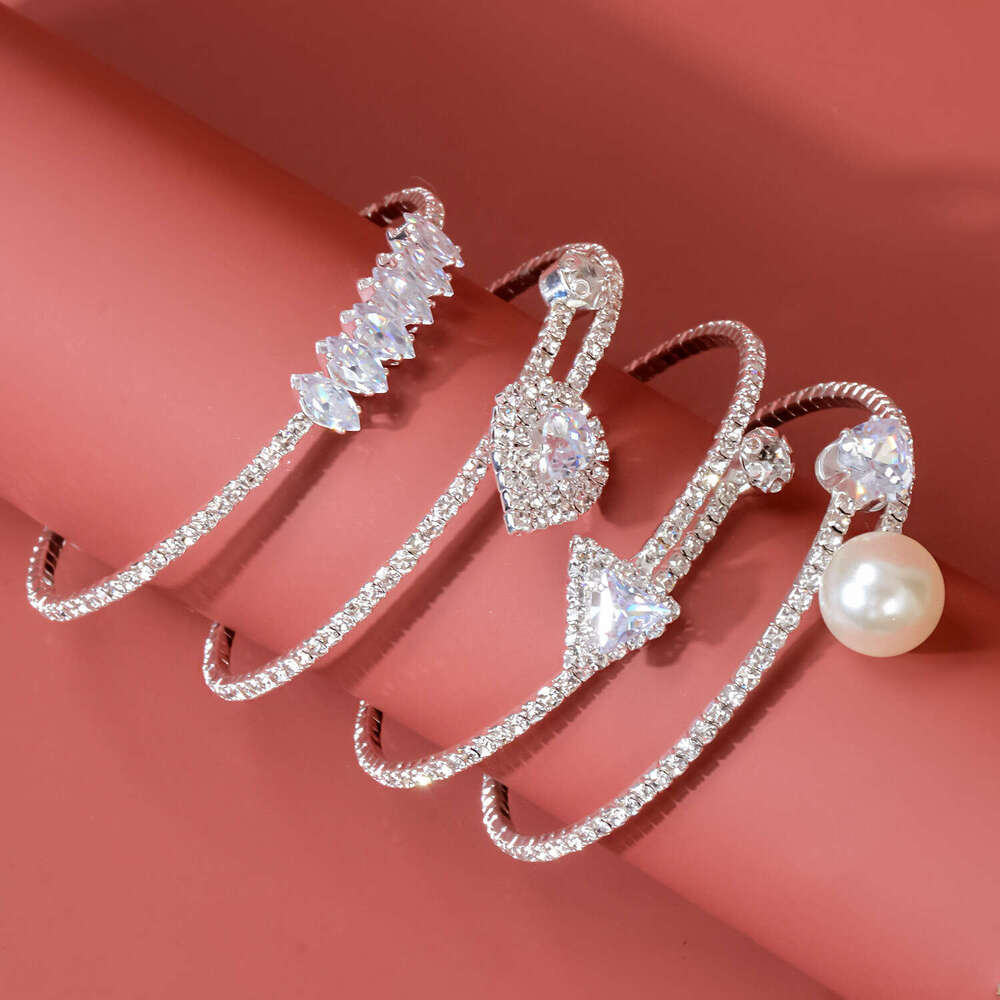 Copper electroplated zircon bracelet for women