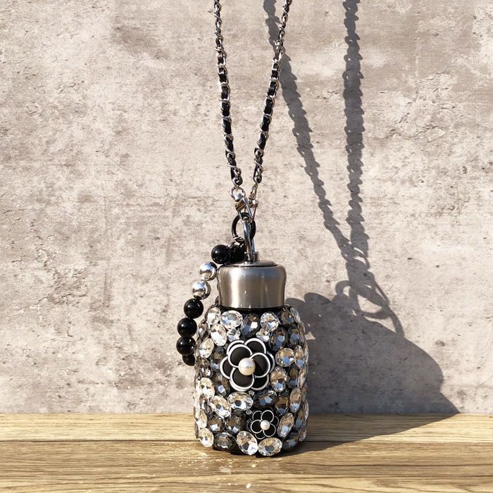 Drinking Ware Thermos Flask Camellia Pearl Rhinestone Decorated Insulated Cup Stainless Steel Heat Retaining Cup Suitable for Outdoor Travel Office an