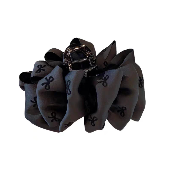 High-end black bubble bow hair clip grabber large plate braid shark clip hair accessory