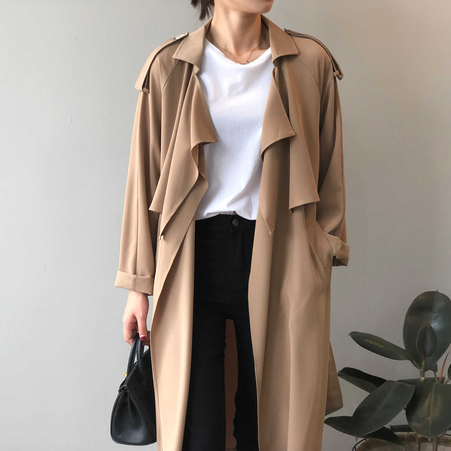 Yan Shuang Fashionable Elegant Long Coat for Women - Autumn New Style Retro British Style Loose Coat for Women 0965