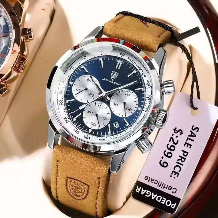 DHwatches POEDAGAR 2024 New 921 Man Watch High Quality Waterproof Luminous Wristwatch Leather Men Quartz Watches Casual Clock