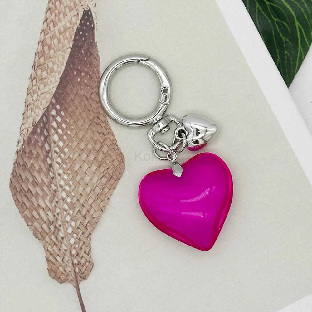 2K Black Transparent Puffy Heart Charms Keychain Grunge Fashion Bag Backpacks Hanging Ornament Car Key Chain for Women M250723