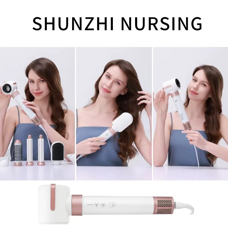 Automatic Multifunctional Hair Dryer Quick Dry Straight Hot Air Comb 7-in-1 Curling Iron Set Brushless Motor free shipping