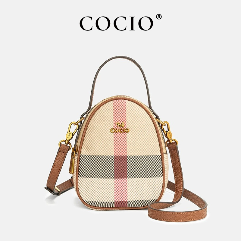 COCIO designer Shoulder Bags New plaid mini handbag canvas simple casual vintage crossbody bag