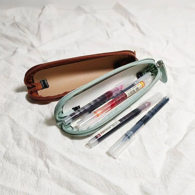 PU Leather Fashion Mini Pouch Business Office Portable Pen Woman Student Cute Wholesale Pencil Case Storage Bag