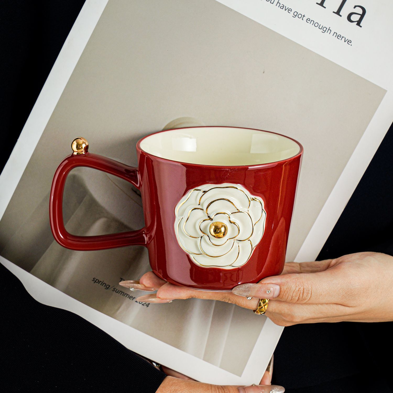 Designer Cup Camellia Bone China Luxury Mug Elegant Ceramic Cups Tea Coffee Mugs and Saucers Gift Box