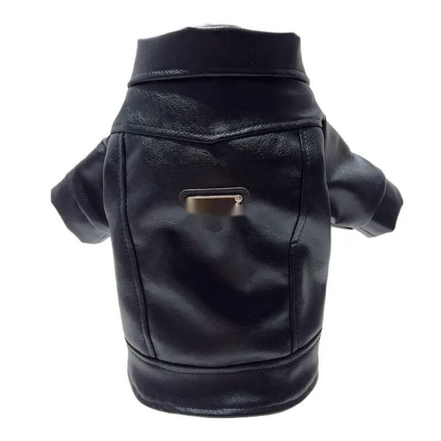 Designer Leather Winter Dog Coat for Small Medium Dogs Windproof Waterproof Puppy Jacket Cool Pets French Bulldog Yorkie Clothes S 592